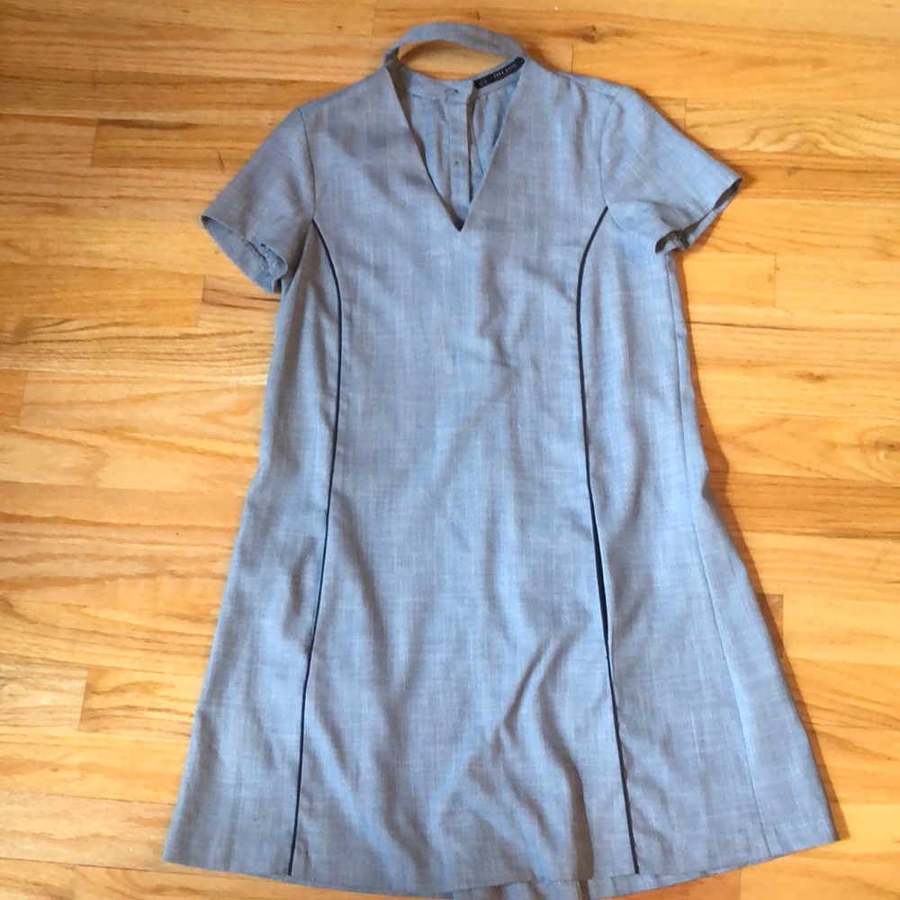 Zara Basics Grey Dress Cut Out Neck